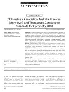 Optometrists Association Australia Universal (entry-level) and Therapeutic Competency Standards for Optometry 2008