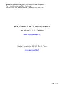 Answers & commentary for SHV/FSVL theory exam for paragliders Part 1: Aerodynamics and Flight Mechanics. (2nd ed © J. Oberson, English Translation 2010 © A. Piers AERODYNAMICS AND FLIGHT MECHANICS 2nd edition 20