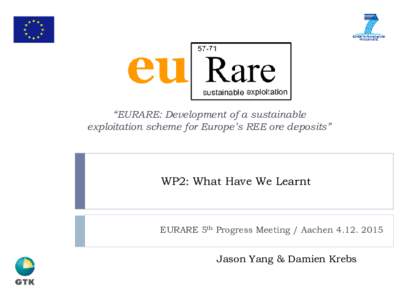 “EURARE: Development of a sustainable exploitation scheme for Europe’s REE ore deposits” WP2: What Have We Learnt  EURARE 5th Progress Meeting / Aachen