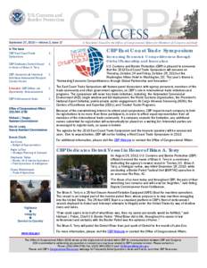 September 27, 2013  Volume 2, Issue 17 In This Issue CBP East Coast Trade Symposium  1