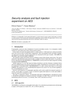 Security analysis and fault injection experiment on AES Olivier Faurax1,2 , Traian Muntean2 1 Ecole ´