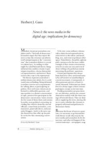 Herbert J. Gans News & the news media in the digital age: implications for democracy M