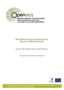 WP3 Methodological Guidelines for Bayesian Belief Networks Ron Smith, Anders L Madsen, Roy Haines-Young, David Barton  Main contact: Ron Smith, NERC-CEH, 