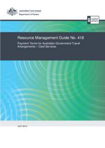 Resource Management Guide No[removed]Payment Terms for Australian Government Travel Arrangements - Card Services