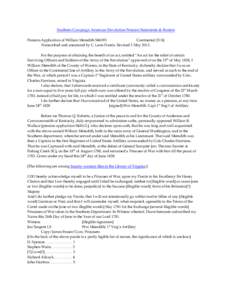 Southern Campaign American Revolution Pension Statements & Rosters Pension Application of William Meredith S46393 Continental [VA] Transcribed and annotated by C. Leon Harris. Revised 3 May[removed]For the purpose of obtai