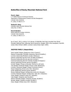 [removed]RMNP Butterfly List-edited by David J. Bettman