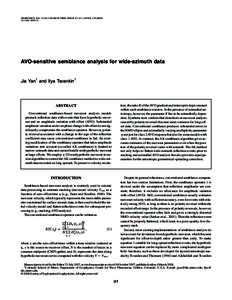GEOPHYSICS, VOL. 73, NO. 2 共MARCH-APRIL 2008兲; P. U1–U11, 10 FIGS., 5 TABLESAVO-sensitive semblance analysis for wide-azimuth data  Jia Yan1 and Ilya Tsvankin1