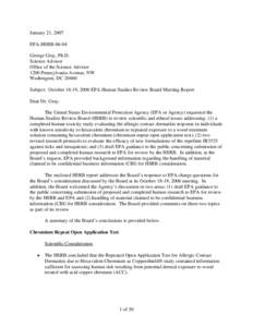 October 18-19, 2006 EPA Human Studies Review Board Meeting Report