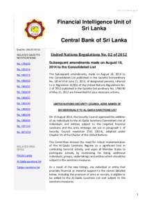 http://fiusrilanka.gov.lk  Financial Intelligence Unit of Sri Lanka Central Bank of Sri Lanka Email No. UNSCR1267/22