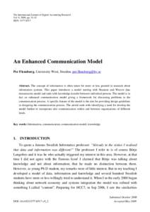 The International Journal of Digital Accounting Research Vol. 9, 2009, ppISSN: An Enhanced Communication Model Per Flensburg. University West, Sweden. 