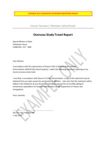 Overseas Study Travel Report - Completed Example