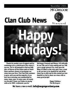 NovemberClan Club News Happy Holidays!