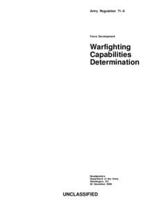 Army Regulation 71–9  Force Development Warfighting Capabilities