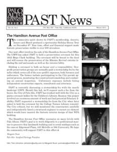 Vol. 25, No.3  PAST News P.O. Box 308 • Palo Alto, California[removed]The Hamilton Avenue Post Office