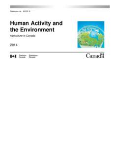 Catalogue noX  Human Activity and the Environment Agriculture in Canada