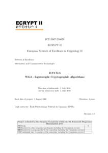 ECRYPT II   ICTECRYPT II European Network of Excellence in Cryptology II