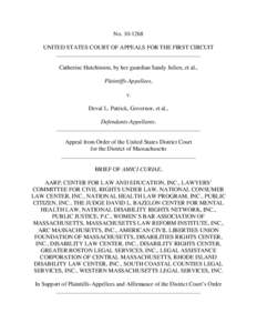 NoUNITED STATES COURT OF APPEALS FOR THE FIRST CIRCUIT _________________________________________________ Catherine Hutchinson, by her guardian Sandy Julien, et al., Plaintiffs-Appellees, v.