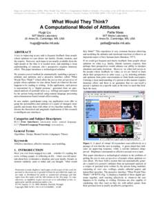 What Would They Think? A Computational Model of Attitudes