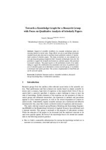 Towards a Knowledge Graph for a Research Group with Focus on Qualitative Analysis of Scholarly Papers Vera G. Meister1Brandenburg University of Applied Sciences, Brandenburg a. d. H., Germany