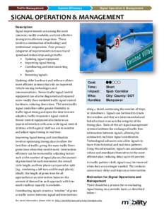 Traffic Management  System Efficiency Signal Operation & Management