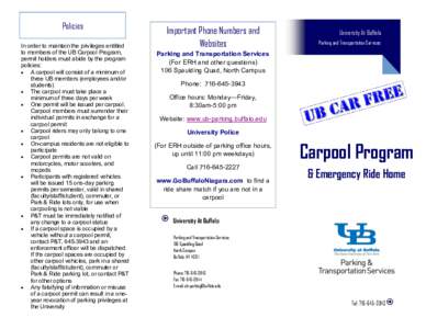 UB Carpool Program Brochure (PDF)