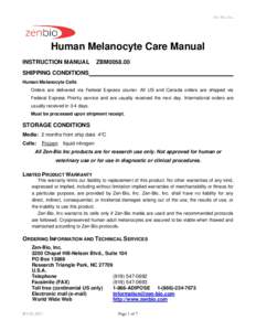 Microsoft Word - ZBM0058 00 Human Melanocyte Care Manual