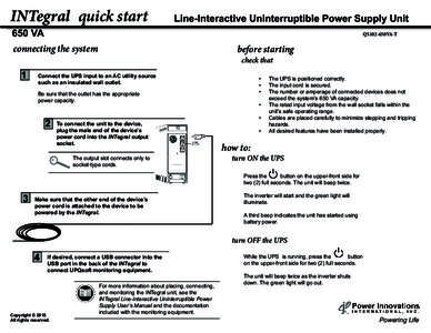 INTegral quick start  Line-Interactive Uninterruptible Power Supply Unit 650 VA
