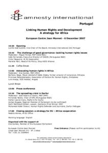 Portugal Linking Human Rights and Development A strategy for Africa European Centre Jean Monnet - 6 December:30 Opening