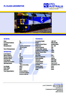 FL CLASS LOCOMOTIVE  GENERAL Class 	 Locomotive Numbers 	 Quantity