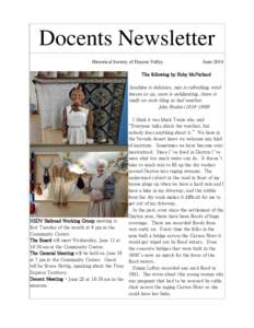 Docents Newsletter Historical Society of Dayton Valley June[removed]The following by Ruby McFarland