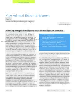 Profiles in Leadership  Vice Admiral Robert B. Murrett Director National Geospatial-Intelligence Agency