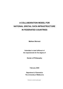 MODELLING COLLABORATION IN THE DEVELOPMENT OF NATIONAL SPATIAL DATA INFRASTURUCTURES IN COUNTRIES THAT AREA AFEDERATION OF STA