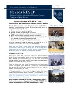 University of Nevada School of Medicine  V O L UM E 3 , I SS U E 1 A U G U S T[removed]Nevada RESEP