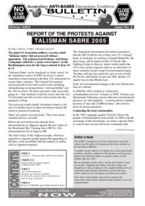 Issue No. 9  Winter 2005 REPORT OF THE PROTESTS AGAINST