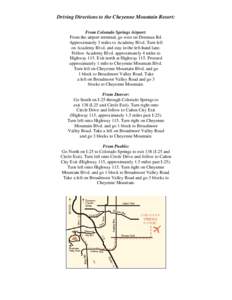 Microsoft Word - Driving Directions to the Cheyenne Mountain Resort.doc