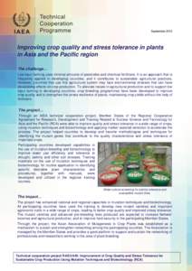 September[removed]Improving crop quality and stress tolerance in plants in Asia and the Pacific region The challenge… Low input farming uses minimal amounts of pesticides and chemical fertilizers. It is an approach that 