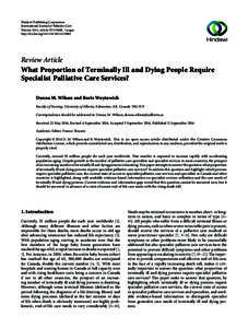 Hindawi Publishing Corporation International Journal of Palliative Care Volume 2014, Article ID, 7 pages http://dx.doi.orgReview Article