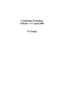Continuum Workshop OrléansApril 2004 P. Gough  Cluster II Continuum Events