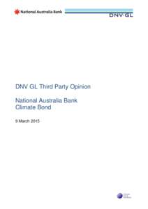 DNV GL Third Party Opinion National Australia Bank Climate Bond 9 March 2015  VERIFICATION STATEMENT
