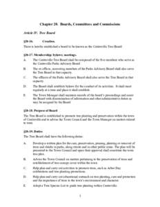 Chapter 20. Boards, Committees and Commissions Article IV. Tree Board §Creation.