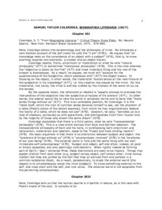 Richard L. W. Clarke LITS2002 Notes 08B  1 SAMUEL TAYLOR COLERIDGE, BIOGRAPHIA LITERARIA[removed]Chapter XII