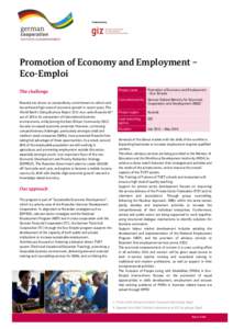 Published by:  Promotion of Economy and Employment – Eco-Emploi The challenge Rwanda has shown an extraordinary commitment to reform and