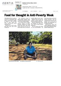 Northern Territory News, Darwin 14 Oct 2013 Food for thought in Anti-Poverty Week  General News, pagecm²
