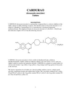 CARDURA®   (doxazosin mesylate) Tablets  DESCRIPTION