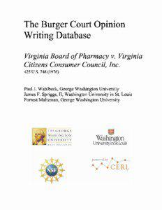 The Burger Court Opinion Writing Database Virginia Board of Pharmacy v. Virginia