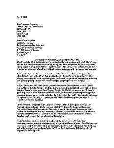 Notice and Request for Comment on Proposed Amendments to National Instrument[removed]Registration Requirements and Exemptions - Cost Disclosure and Performance Management - John J. De Goey (Burgeonvest Bick Securities Limited) Letter of July 8, 2011