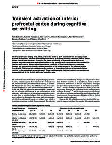 © 1998 Nature America Inc. • http://neurosci.nature.com  article Transient activation of inferior prefrontal cortex during cognitive
