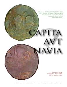 Obverse: [IMP CAESAR] DIVI F DIVI IVLI, heads of Julius Caesar (left) and Octavian (right) facing in opposite directions, palm between.
