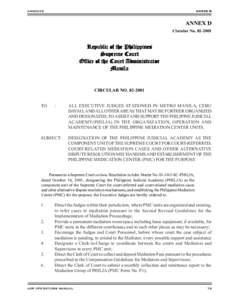 Supreme court / Law / Nimfa C. Vilches / Dispute resolution / Mediation / Alternative dispute resolution