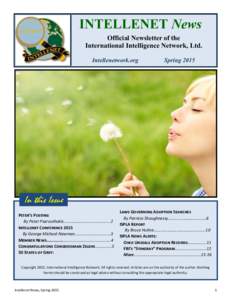 INTELLENET News Official Newsletter of the International Intelligence Network, Ltd. Intellenetwork.org  Spring 2015